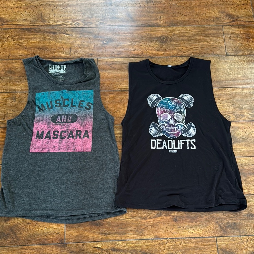 Chin Up Apparel Women Muscle Tank Tops - Gray and Black